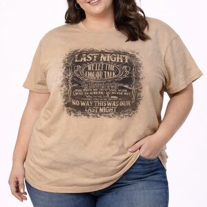 Bella Canvas 2XL Tan Graphic Tee “Last Night We Let The Liquor Talk”